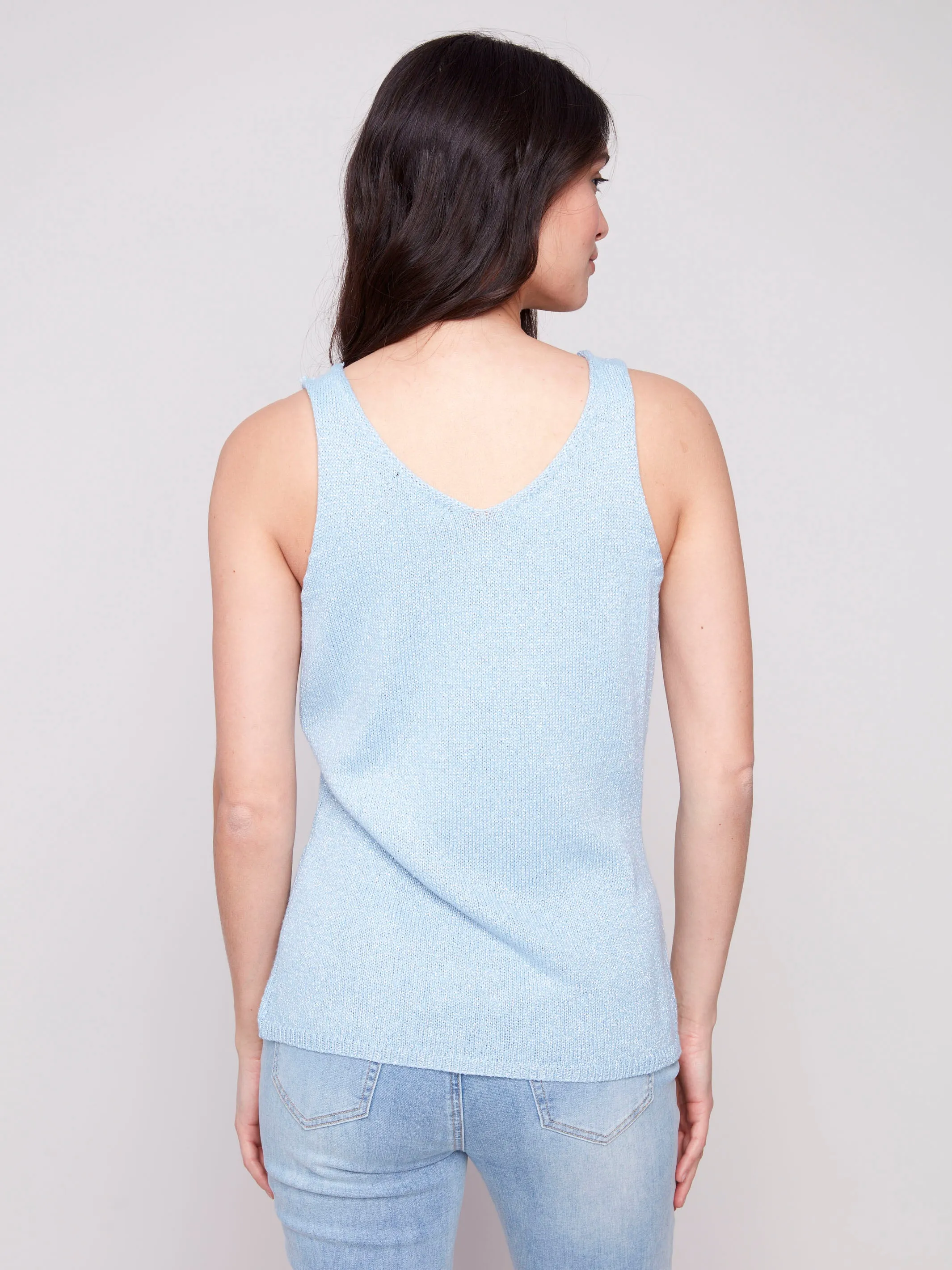 Metallic Lurex Knit Cami - Bluebell