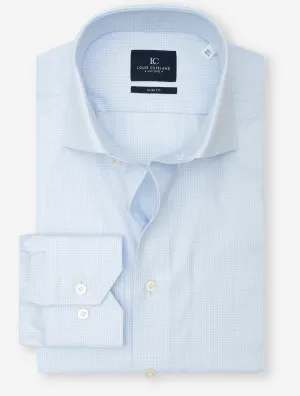 Microcheck Slim Fit Shirt Blue
