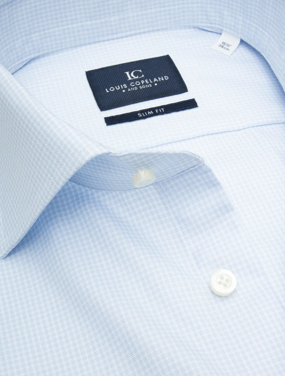 Microcheck Slim Fit Shirt Blue