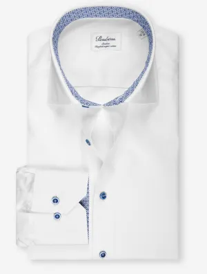Mosaic Contrast Twill Slim Fit Shirt White