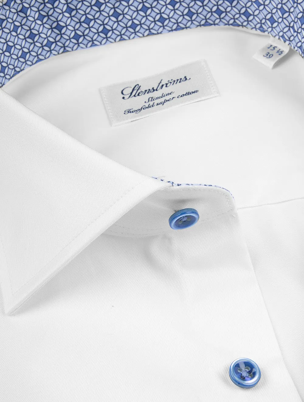 Mosaic Contrast Twill Slim Fit Shirt White