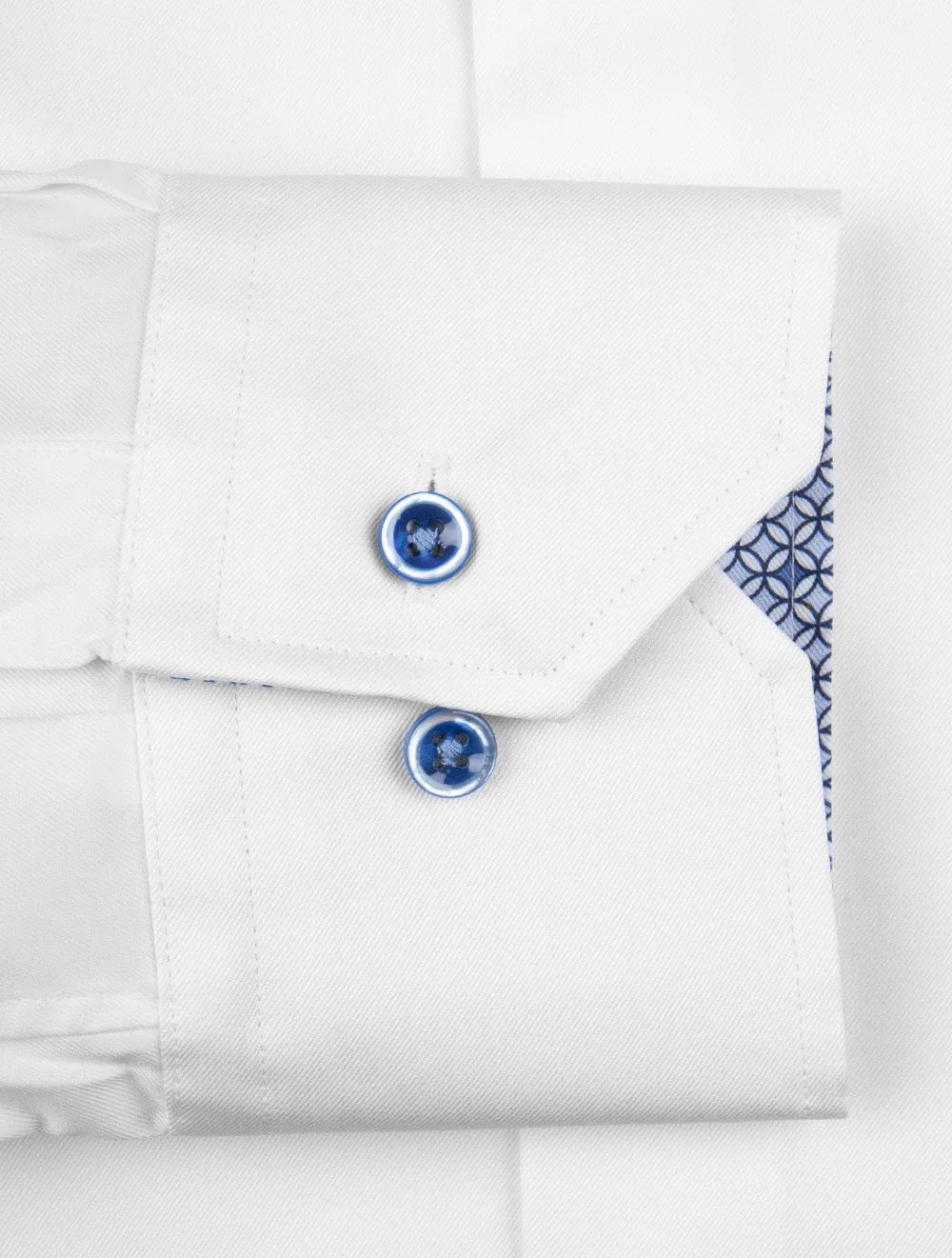 Mosaic Contrast Twill Slim Fit Shirt White