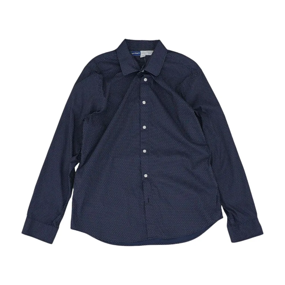 Navy Polka Dot Long Sleeve Button Down