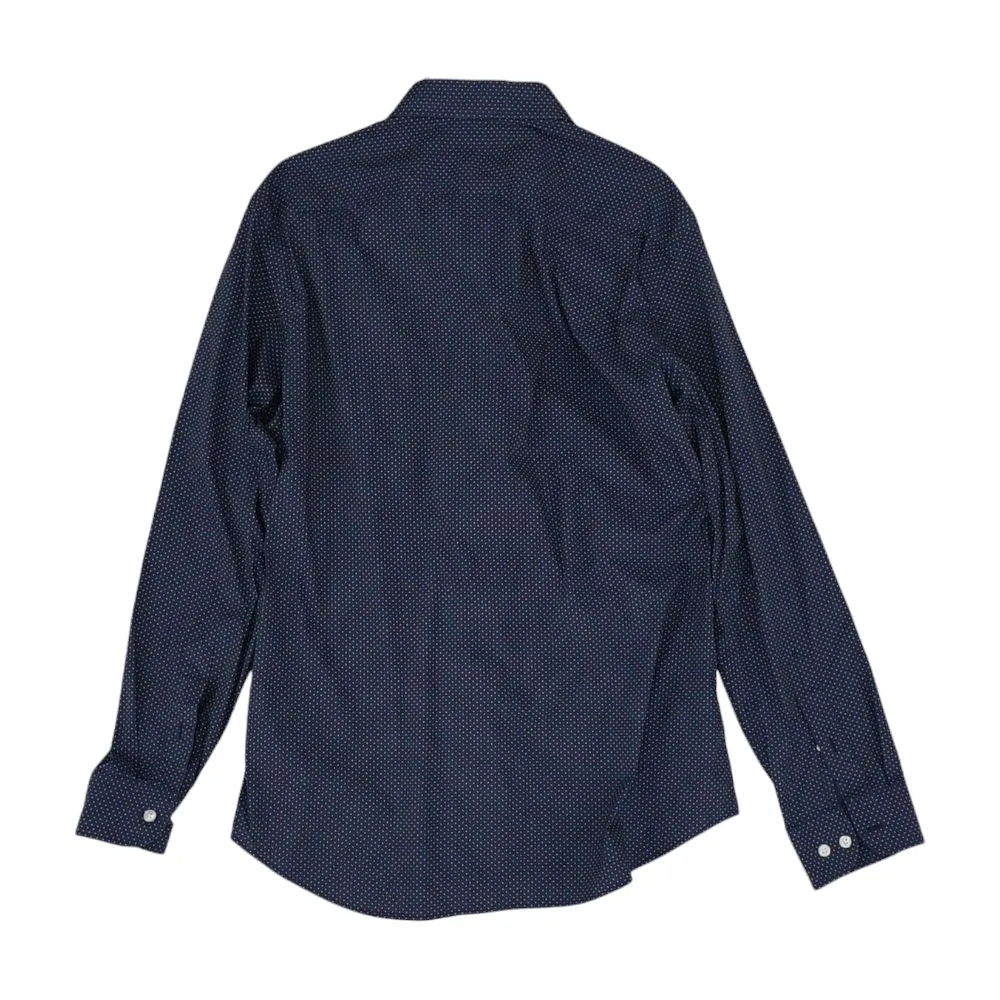 Navy Polka Dot Long Sleeve Button Down