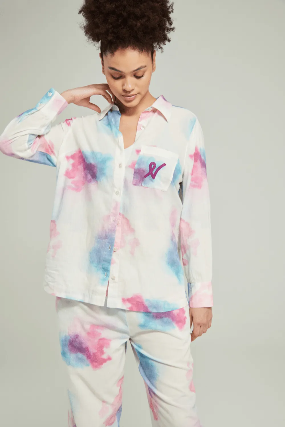 Organic Cotton PJ Shirt in Watercolour