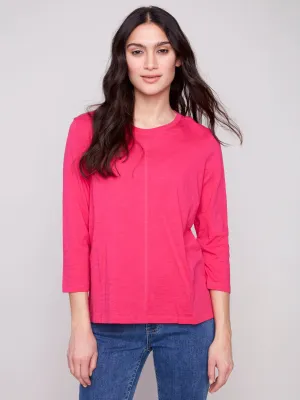 Organic Cotton Slub 3/4 Sleeve Top - Paradise