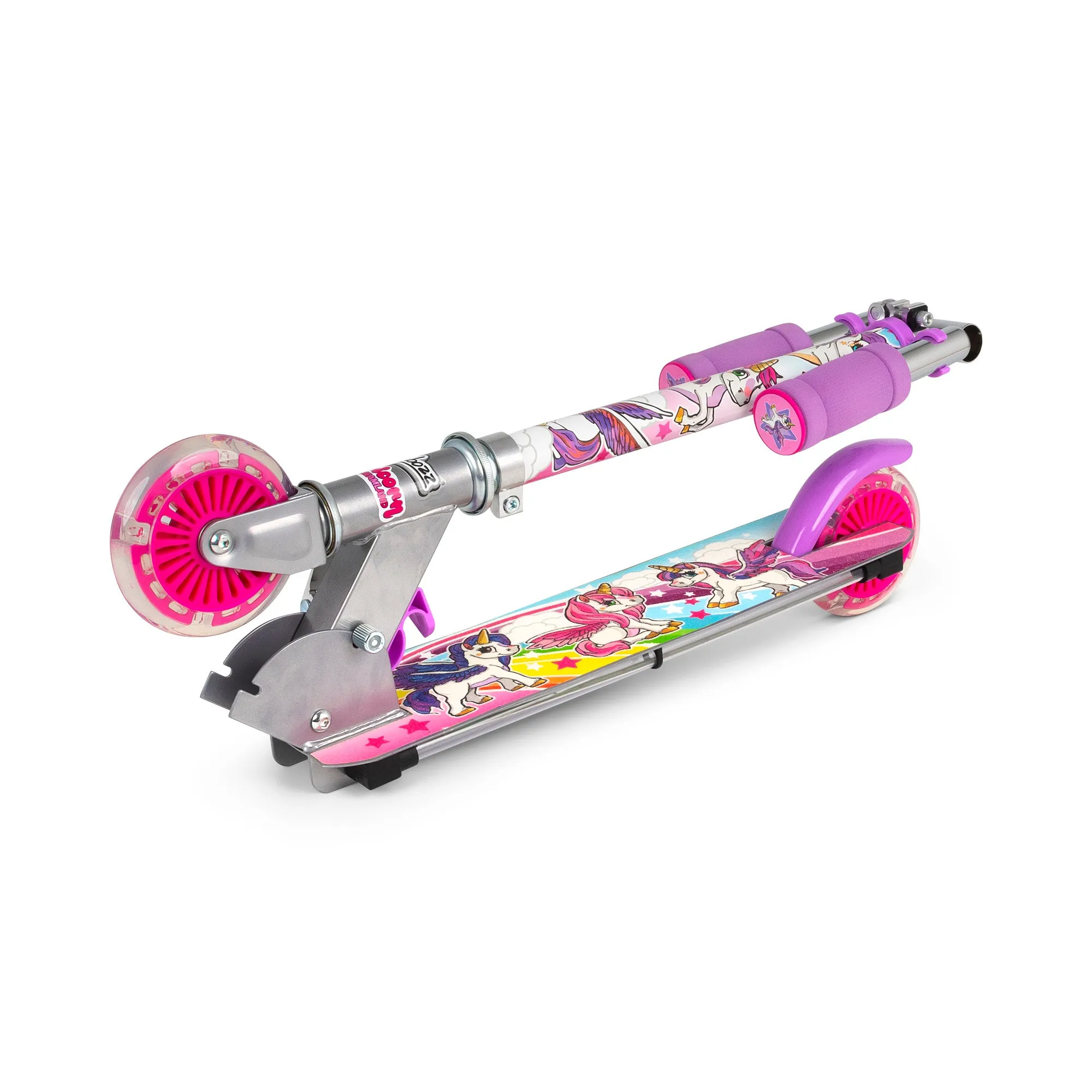 Ozbozz Unicorn Flashing Scooter with Light-Up Wheels and Foldable Design