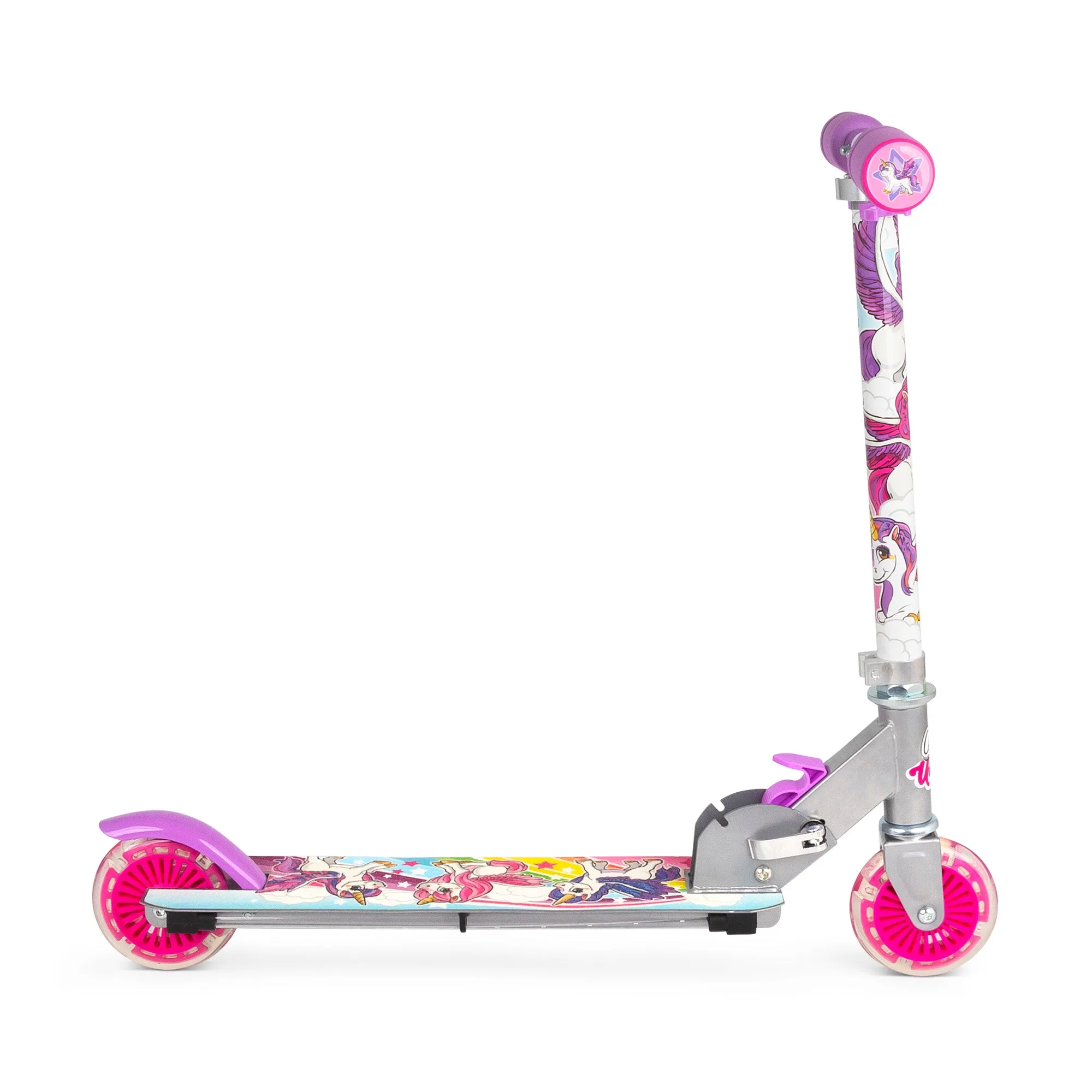 Ozbozz Unicorn Flashing Scooter with Light-Up Wheels and Foldable Design