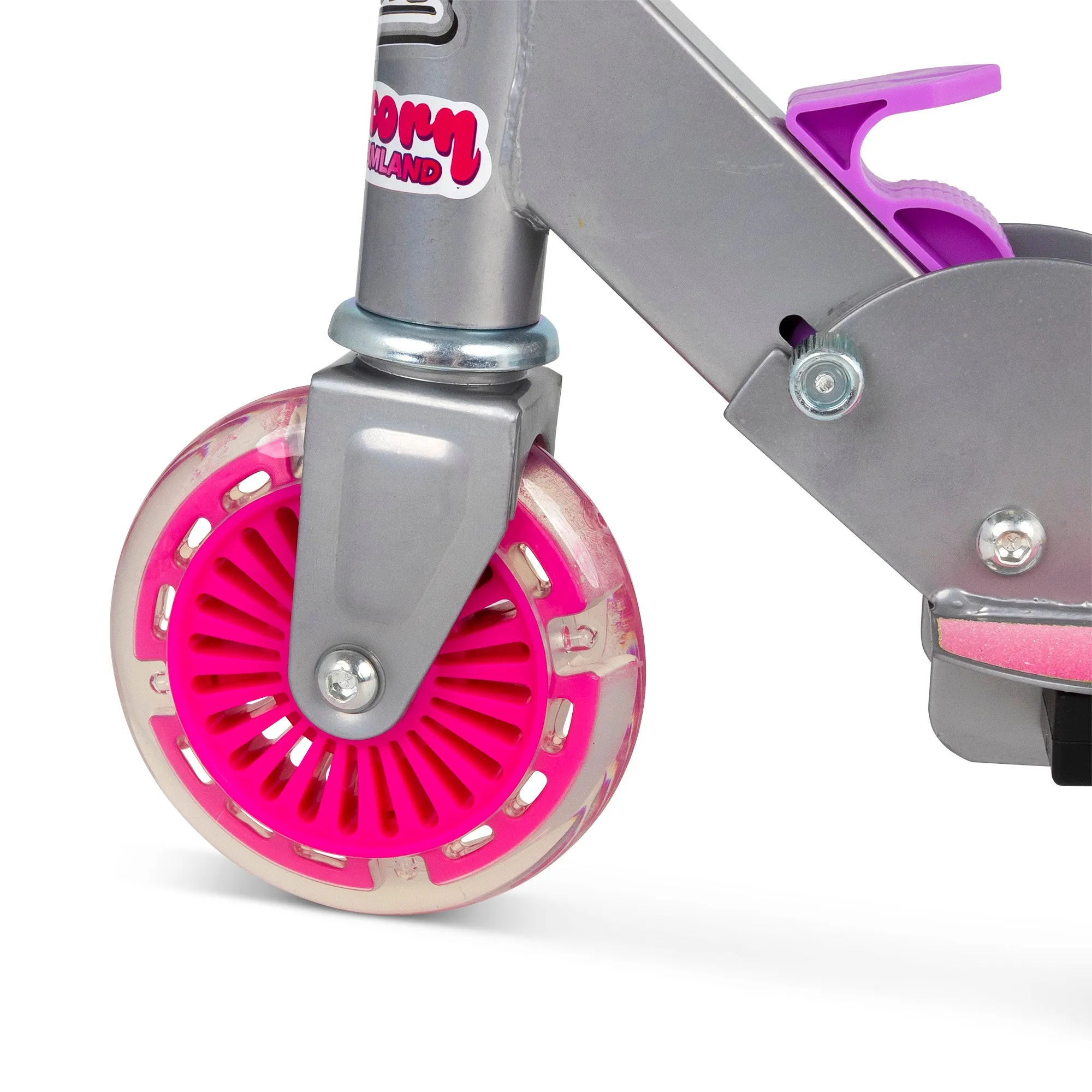 Ozbozz Unicorn Flashing Scooter with Light-Up Wheels and Foldable Design