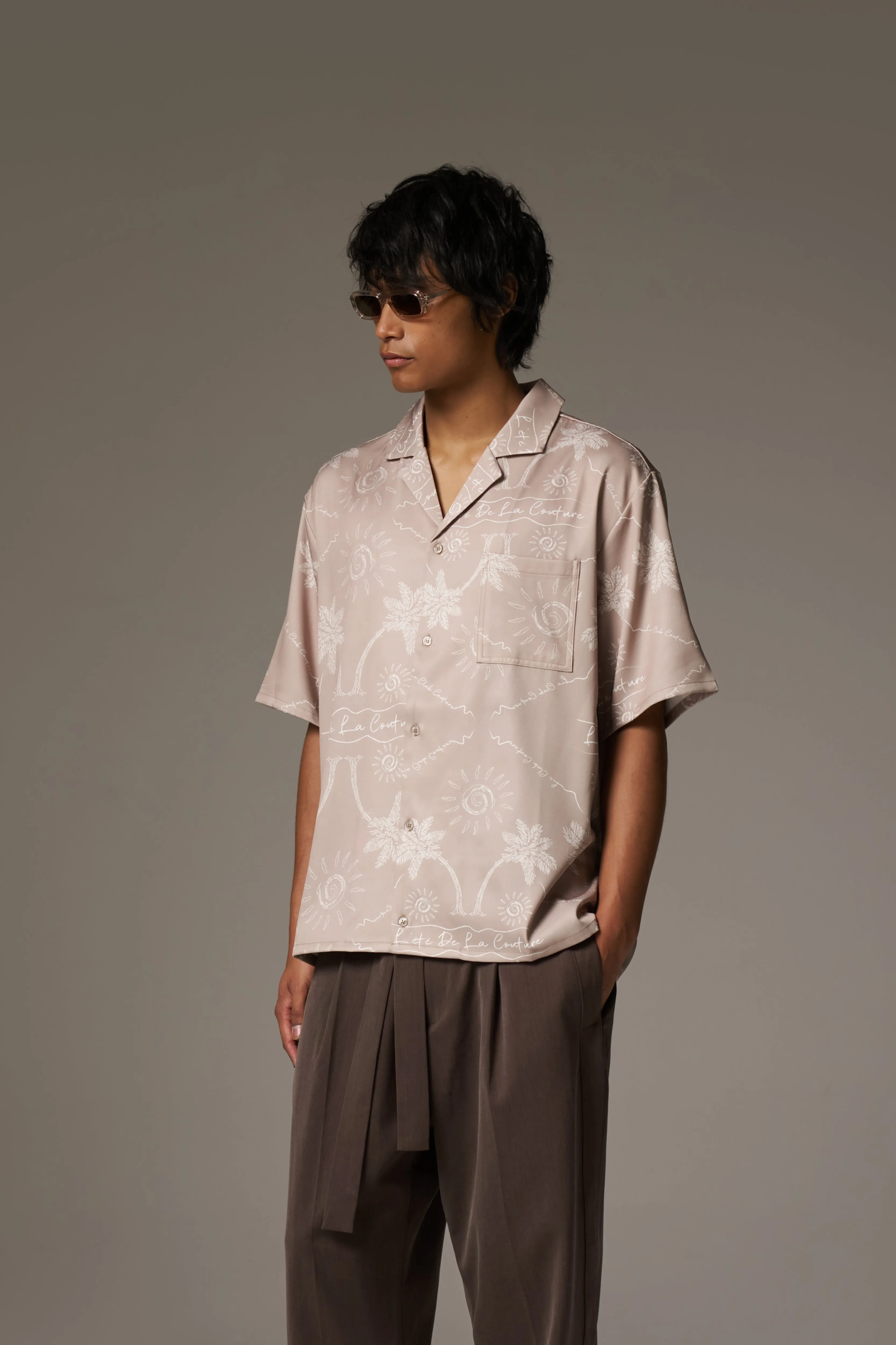 PALM PRINT SHIRT - BEIGE