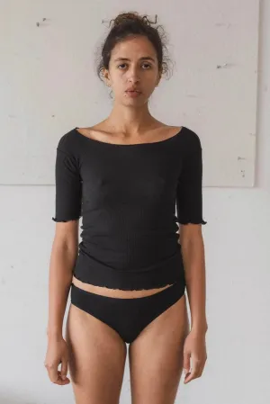 Pama Three Quarter Sleeve Top - Black