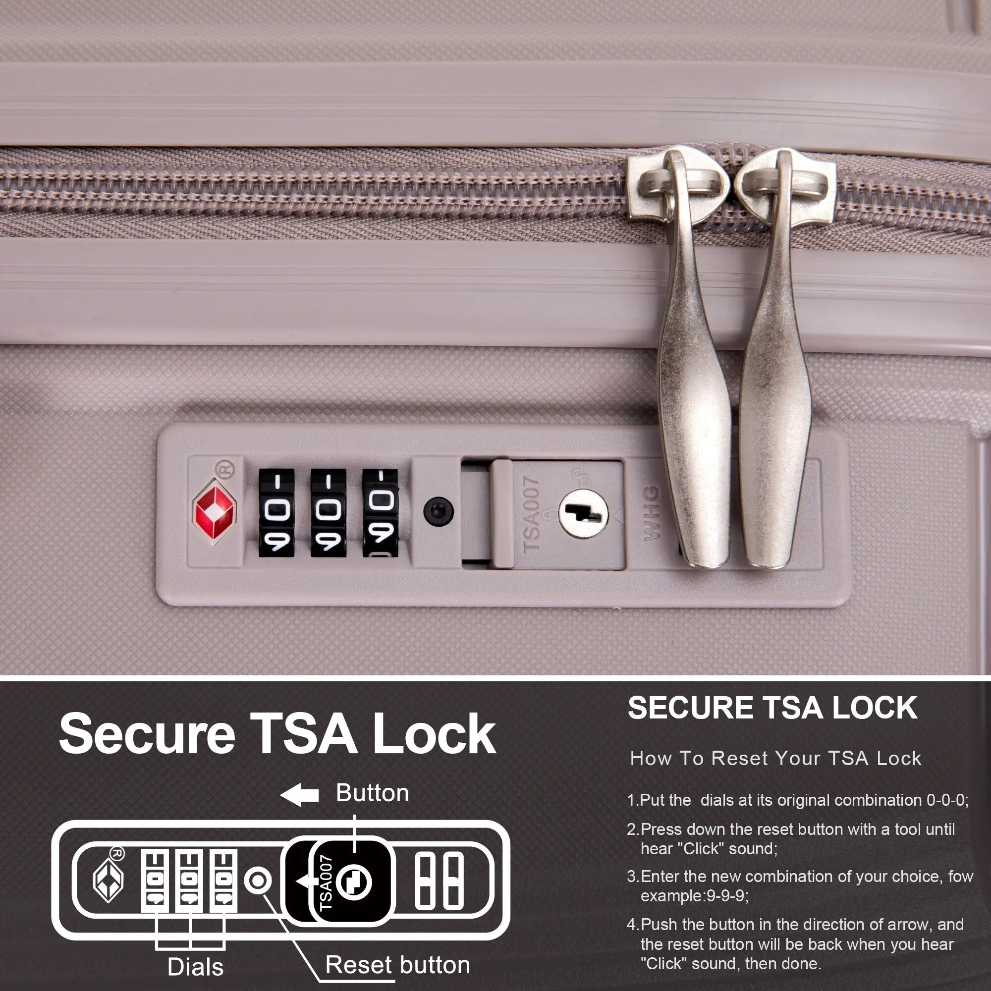 PP Expandable Luggage Sets with TSA Lock and Spinner Wheels, 3-Piece Set Hardshell Suitcase with Zippered Pocket