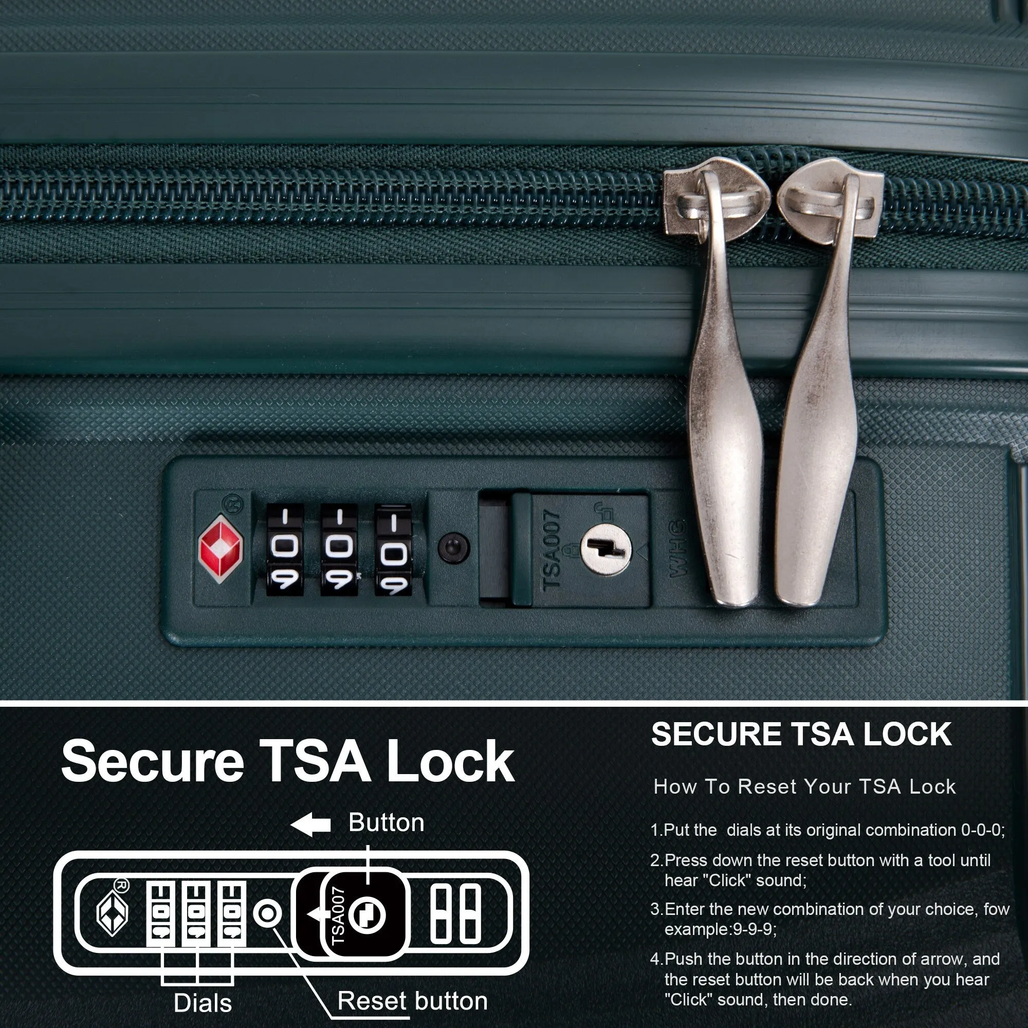 PP Expandable Luggage Sets with TSA Lock and Spinner Wheels, 3-Piece Set Hardshell Suitcase with Zippered Pocket