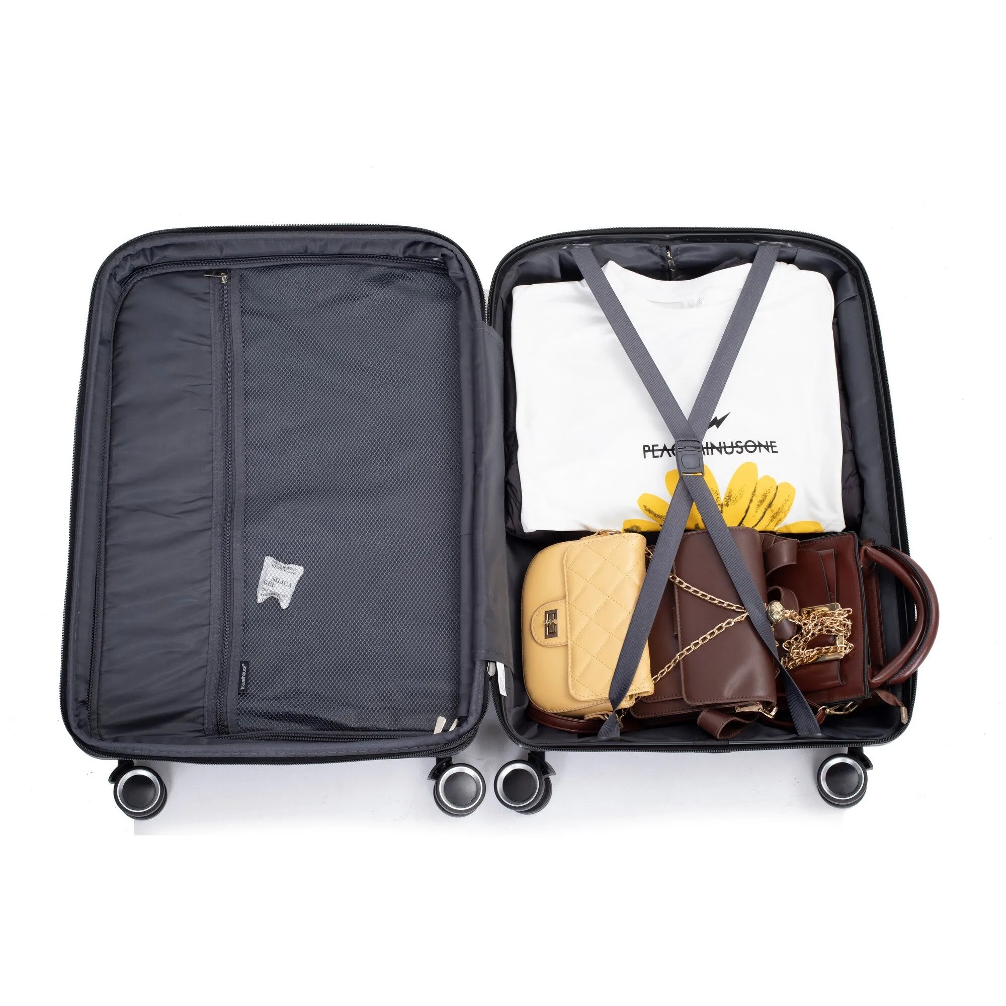 PP Expandable Luggage Sets with TSA Lock and Spinner Wheels, 3-Piece Set Hardshell Suitcase with Zippered Pocket