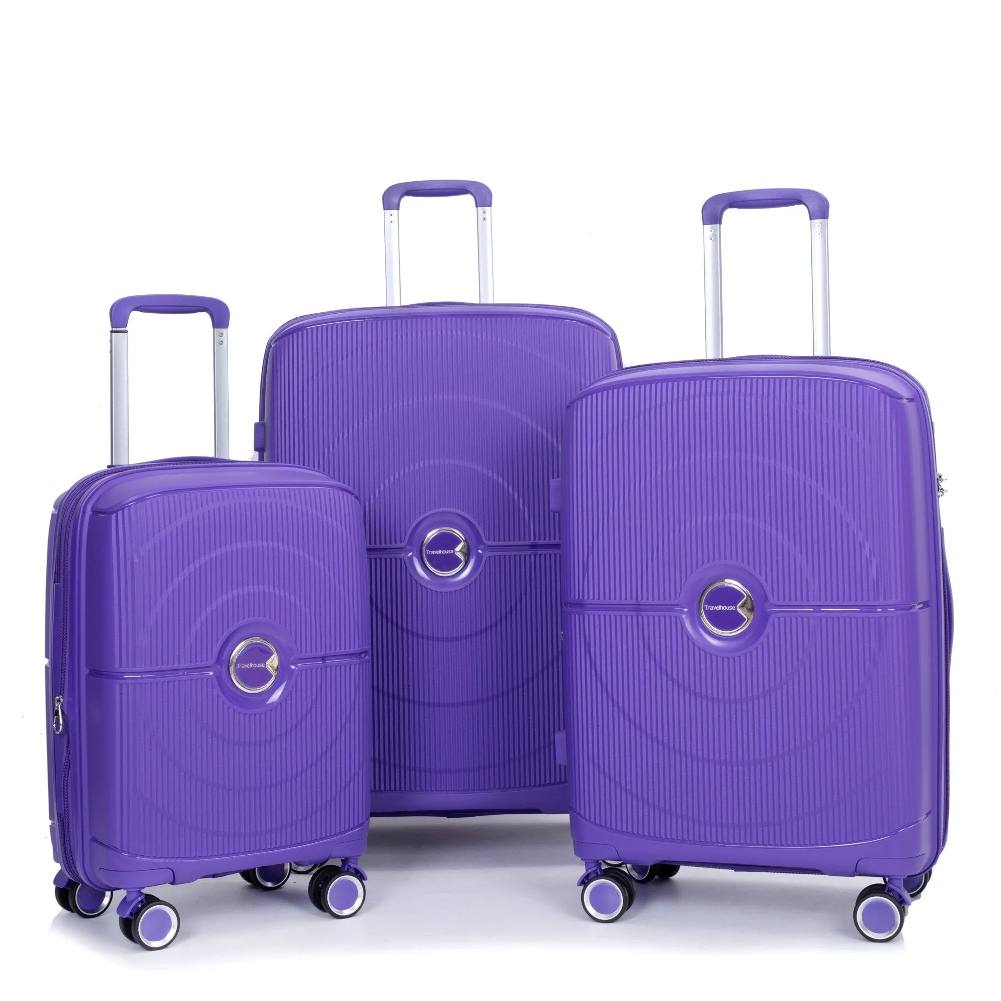 PP Expandable Luggage Sets with TSA Lock and Spinner Wheels, 3-Piece Set Hardshell Suitcase with Zippered Pocket