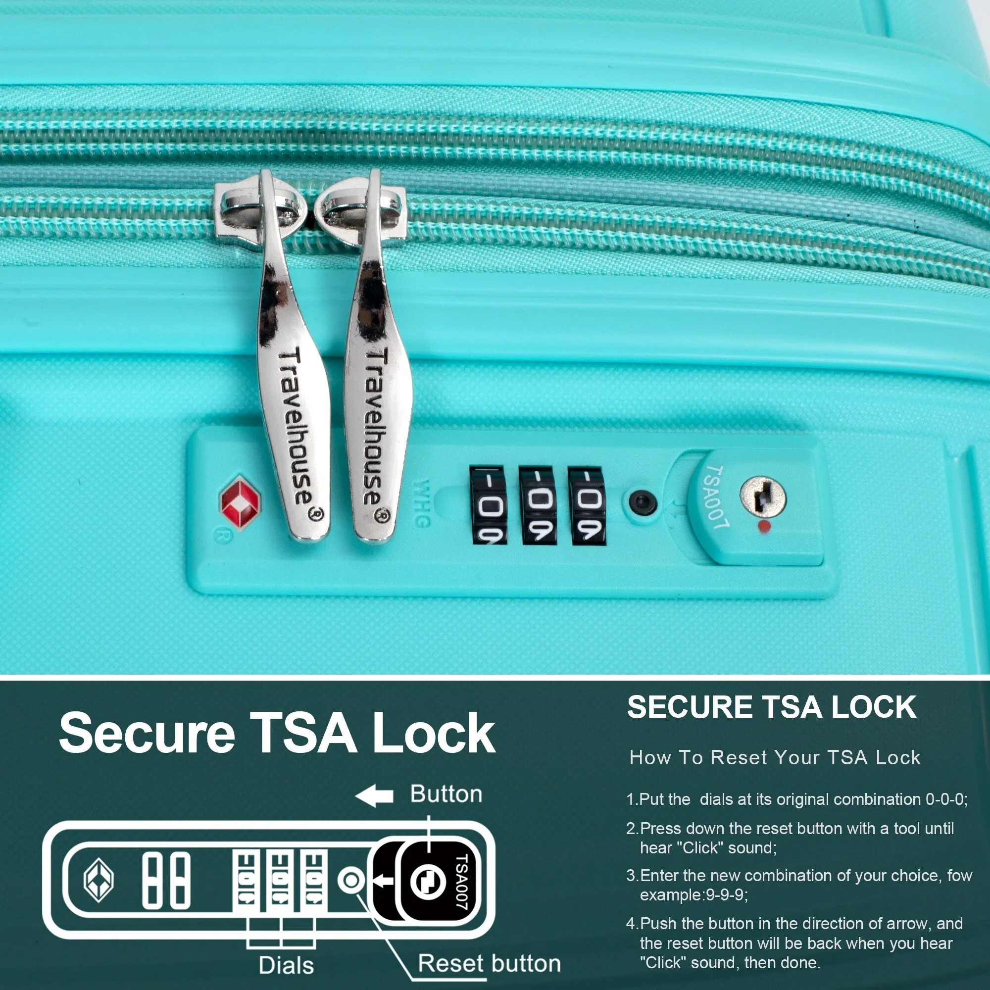 PP Expandable Luggage Sets with TSA Lock and Spinner Wheels, 3-Piece Set Hardshell Suitcase with Zippered Pocket