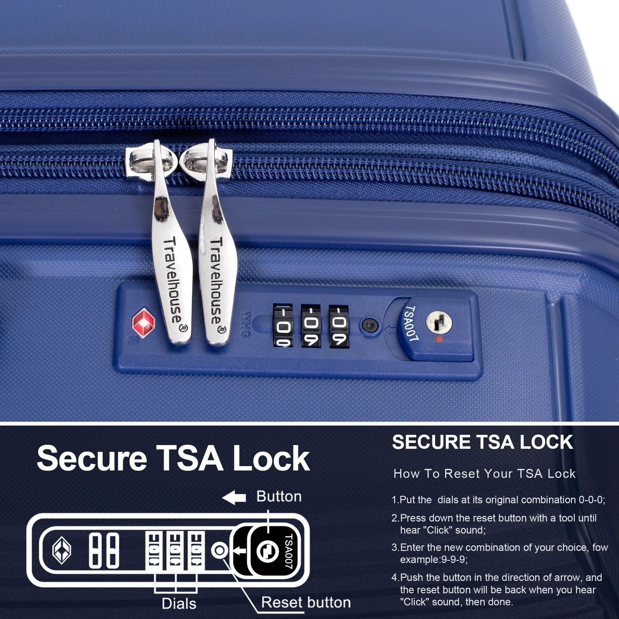 PP Expandable Luggage Sets with TSA Lock and Spinner Wheels, 3-Piece Set Hardshell Suitcase with Zippered Pocket