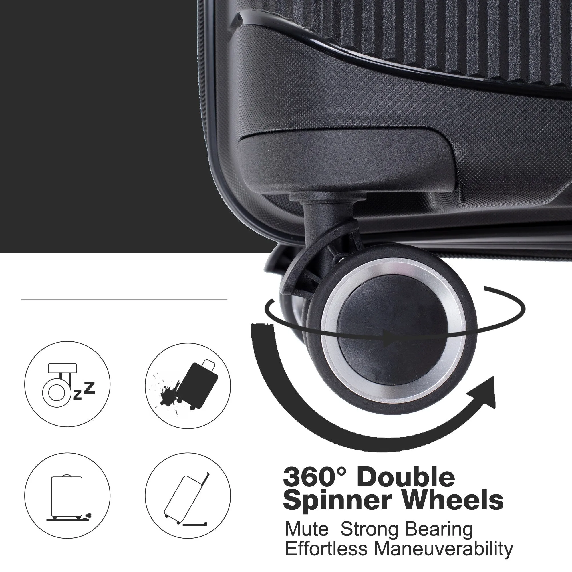 PP Expandable Luggage Sets with TSA Lock and Spinner Wheels, 3-Piece Set Hardshell Suitcase with Zippered Pocket