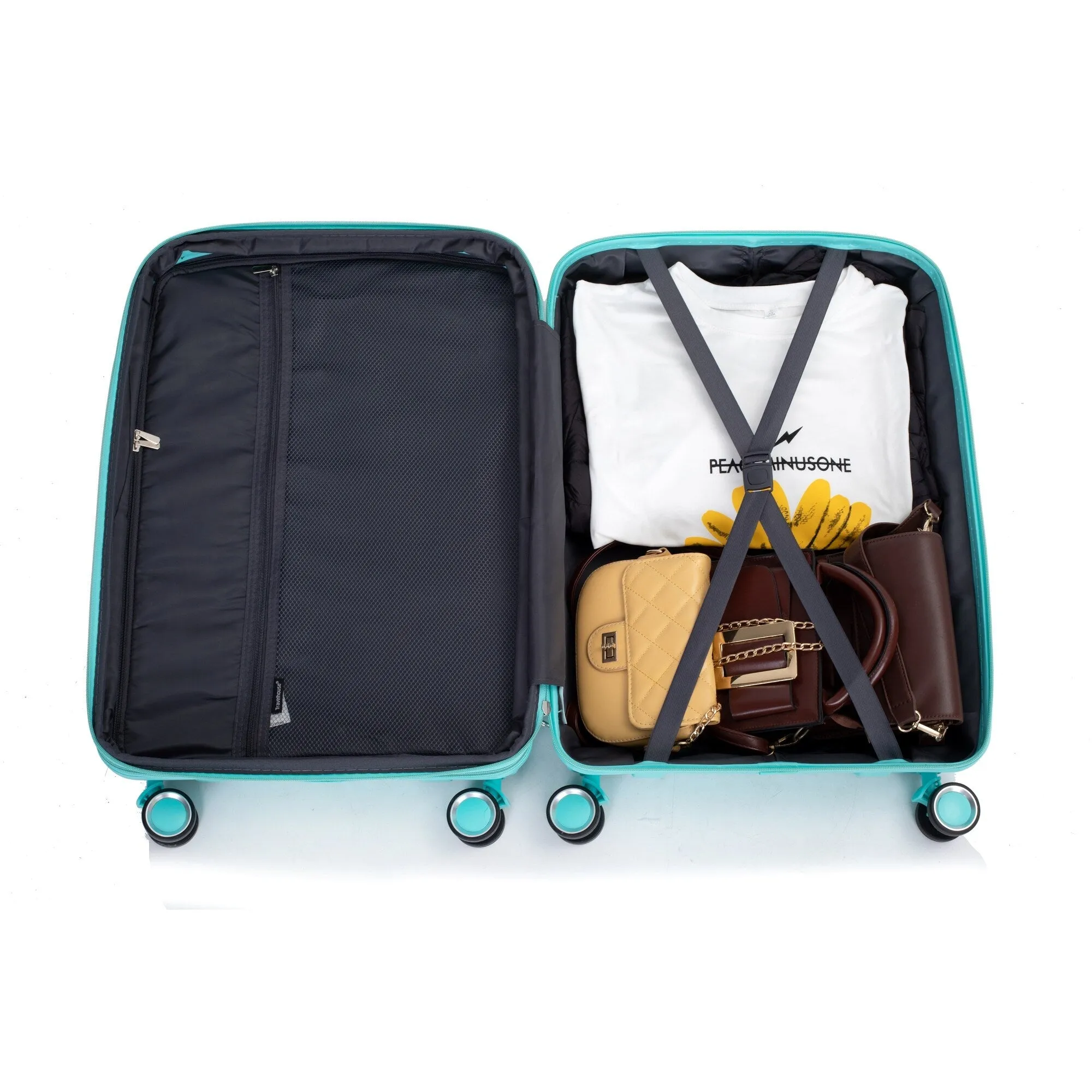 PP Expandable Luggage Sets with TSA Lock and Spinner Wheels, 3-Piece Set Hardshell Suitcase with Zippered Pocket