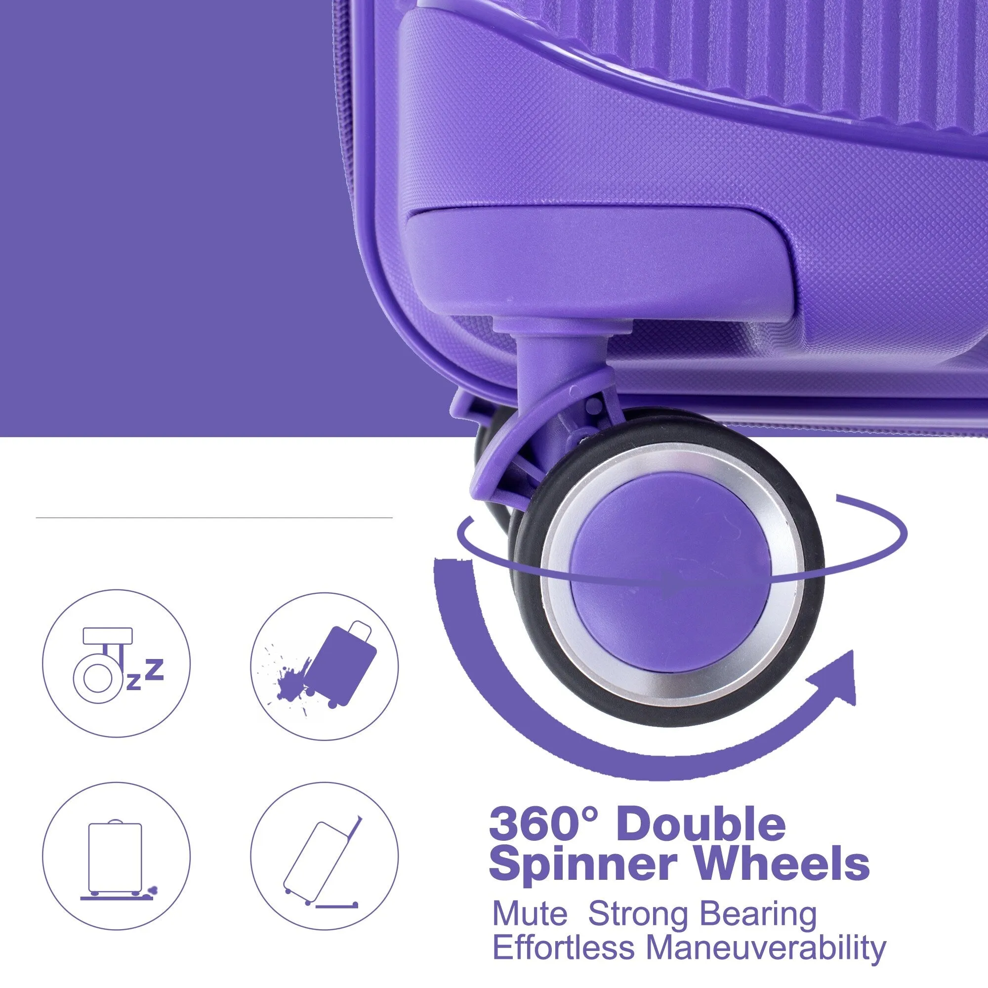 PP Expandable Luggage Sets with TSA Lock and Spinner Wheels, 3-Piece Set Hardshell Suitcase with Zippered Pocket