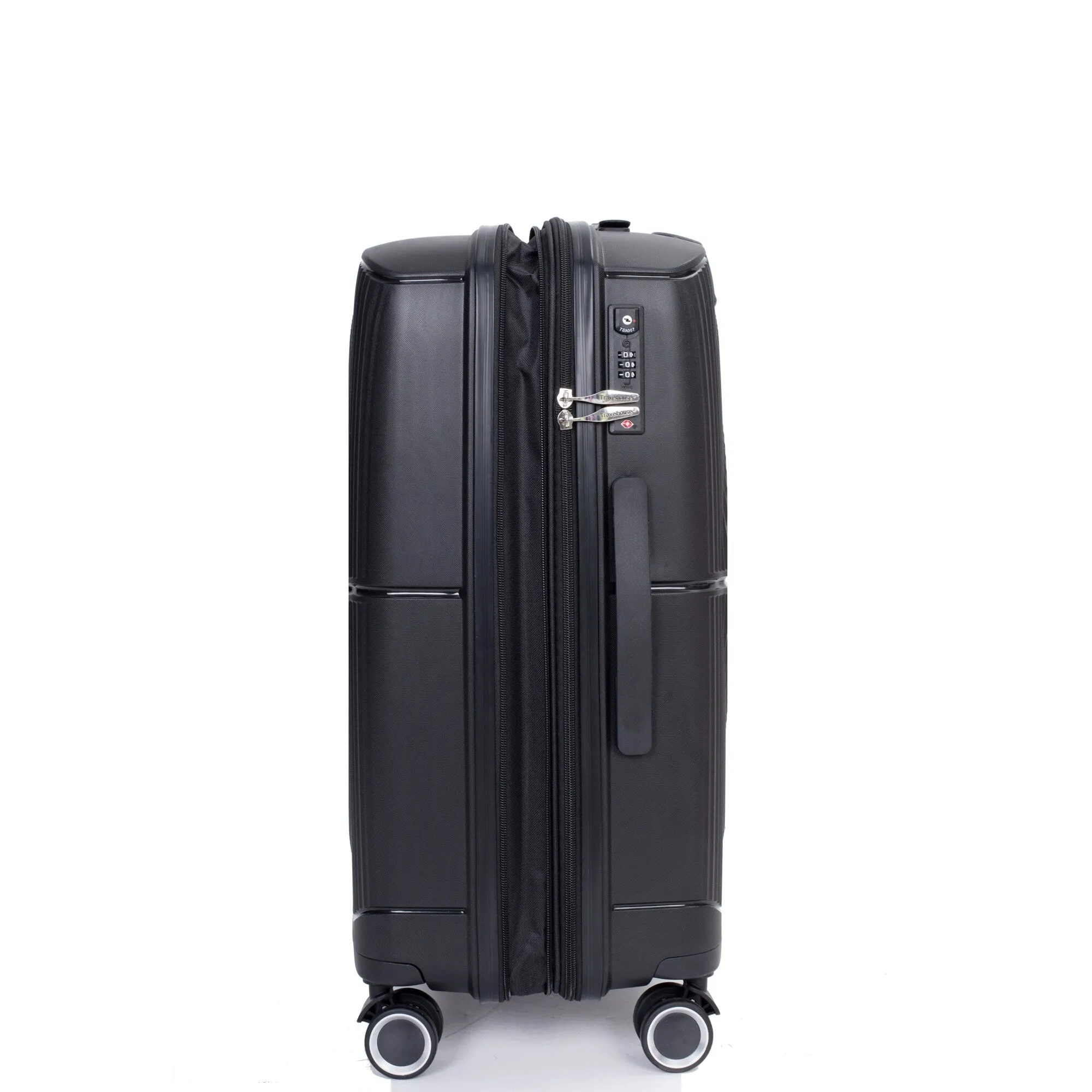 PP Expandable Luggage Sets with TSA Lock and Spinner Wheels, 3-Piece Set Hardshell Suitcase with Zippered Pocket