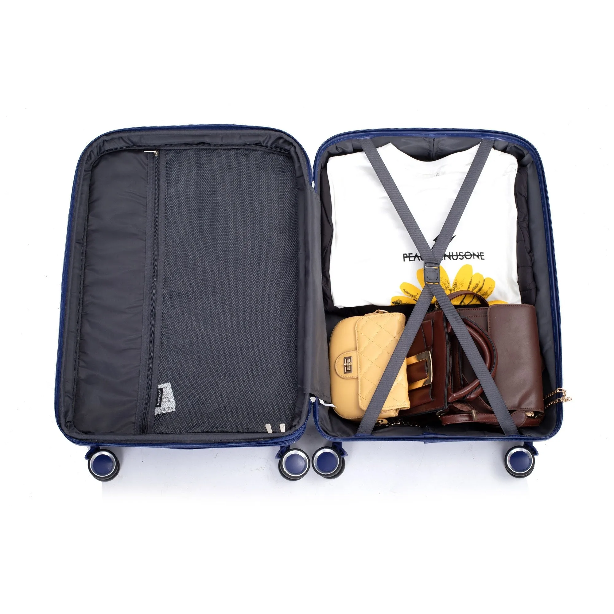 PP Expandable Luggage Sets with TSA Lock and Spinner Wheels, 3-Piece Set Hardshell Suitcase with Zippered Pocket