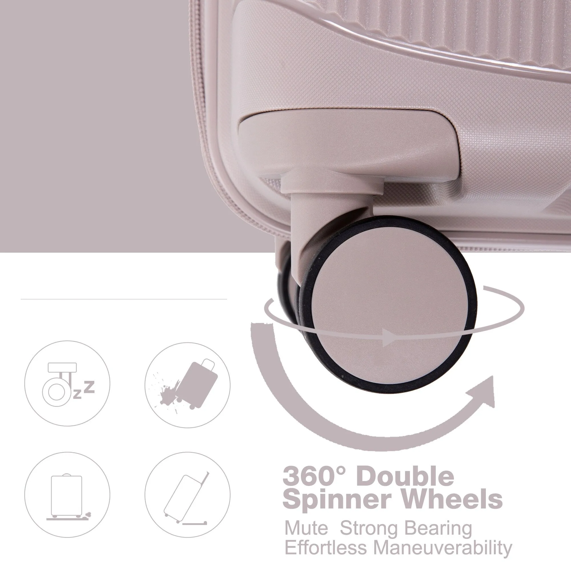 PP Expandable Luggage Sets with TSA Lock and Spinner Wheels, 3-Piece Set Hardshell Suitcase with Zippered Pocket