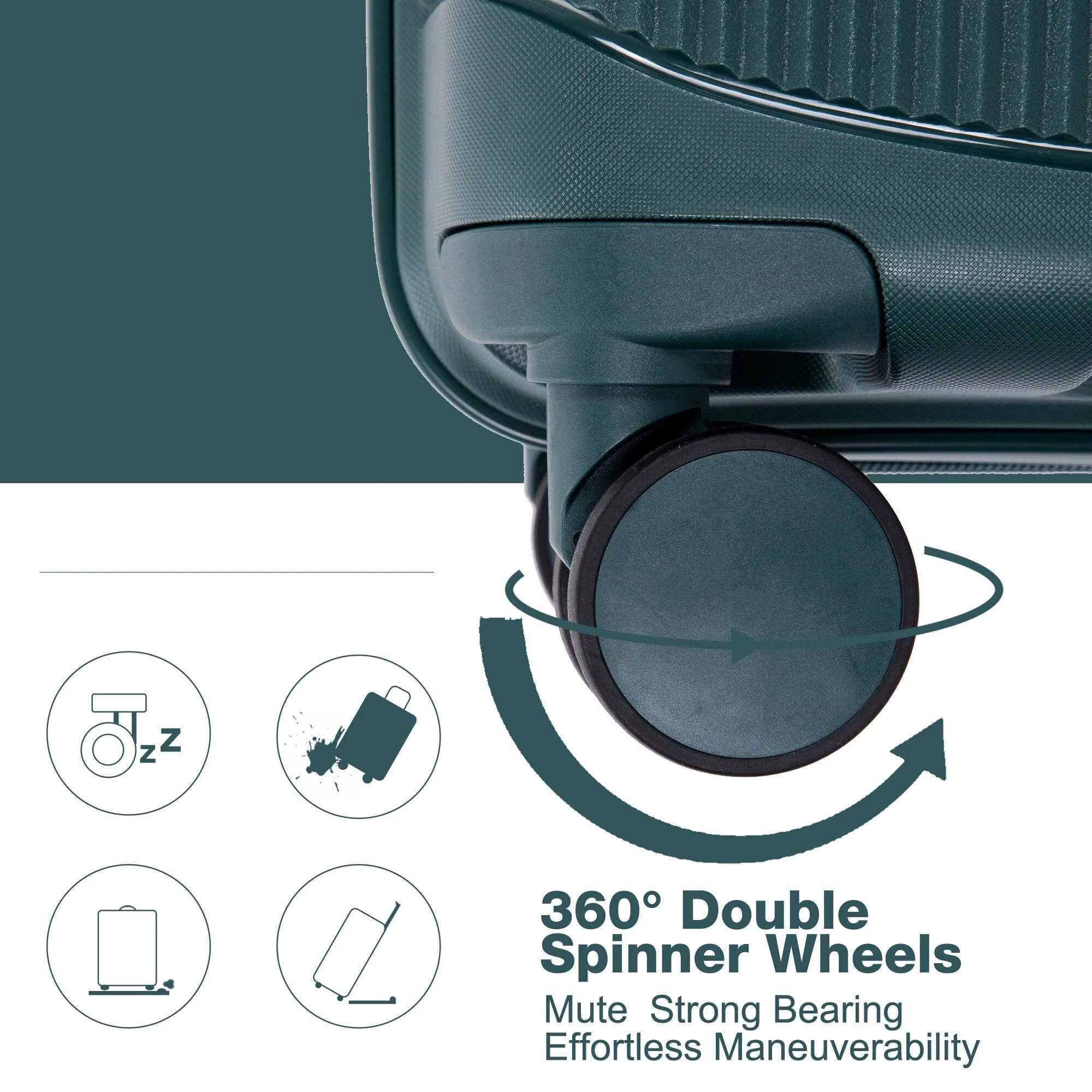 PP Expandable Luggage Sets with TSA Lock and Spinner Wheels, 3-Piece Set Hardshell Suitcase with Zippered Pocket