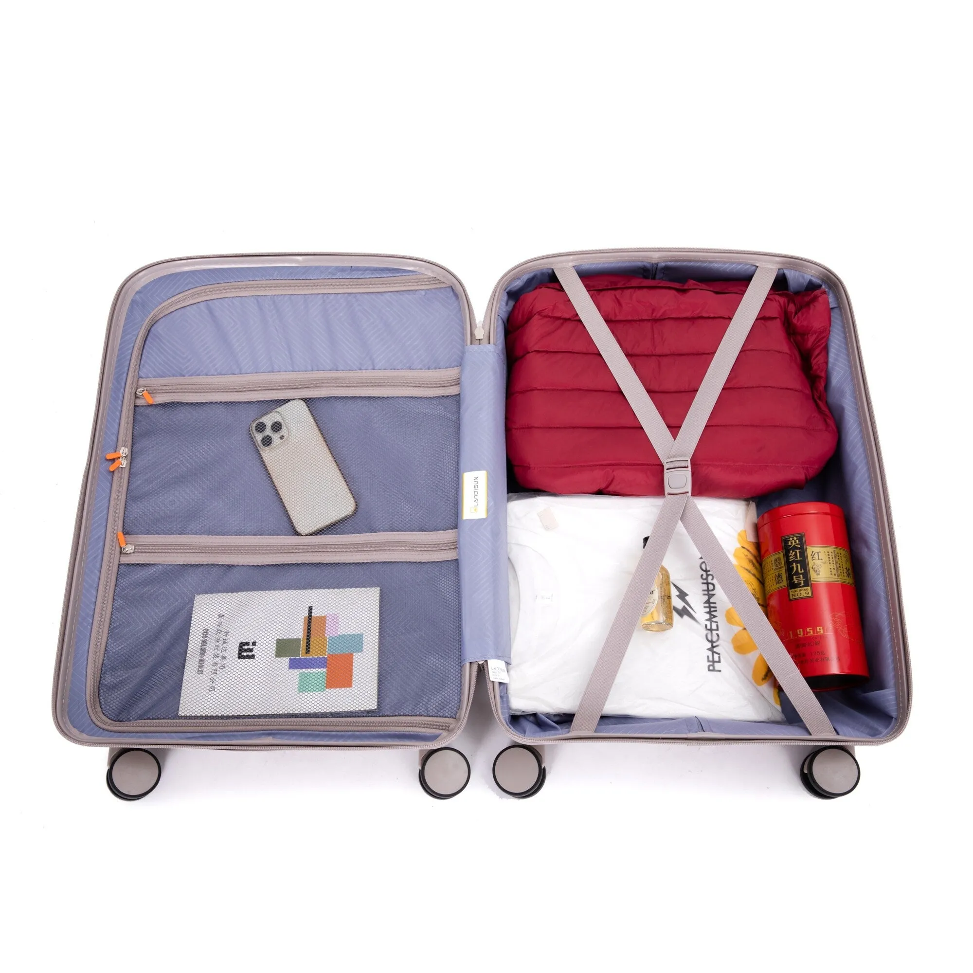 PP Expandable Luggage Sets with TSA Lock and Spinner Wheels, 3-Piece Set Hardshell Suitcase with Zippered Pocket