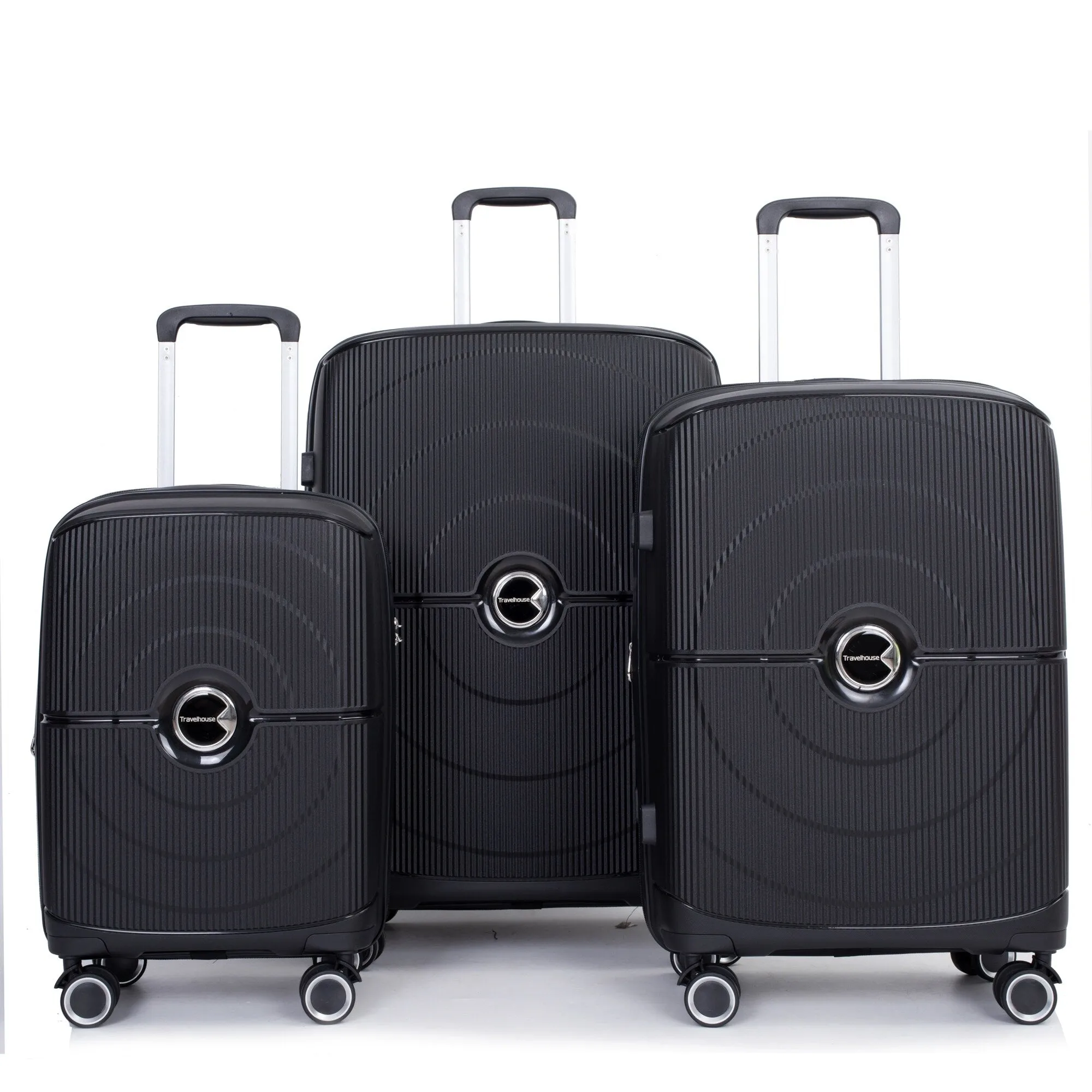 PP Expandable Luggage Sets with TSA Lock and Spinner Wheels, 3-Piece Set Hardshell Suitcase with Zippered Pocket