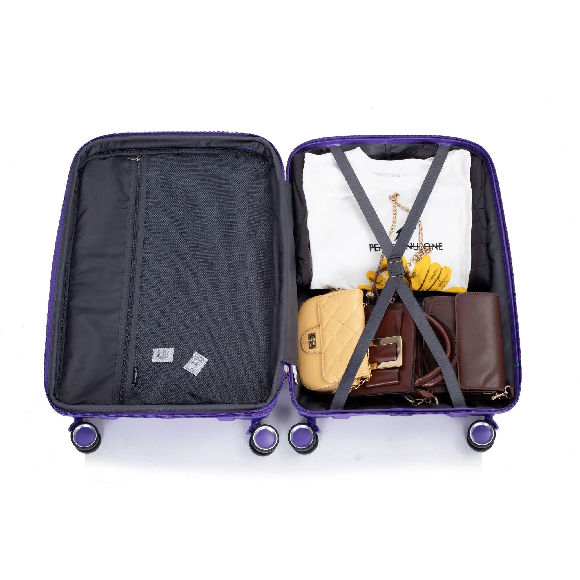PP Expandable Luggage Sets with TSA Lock and Spinner Wheels, 3-Piece Set Hardshell Suitcase with Zippered Pocket