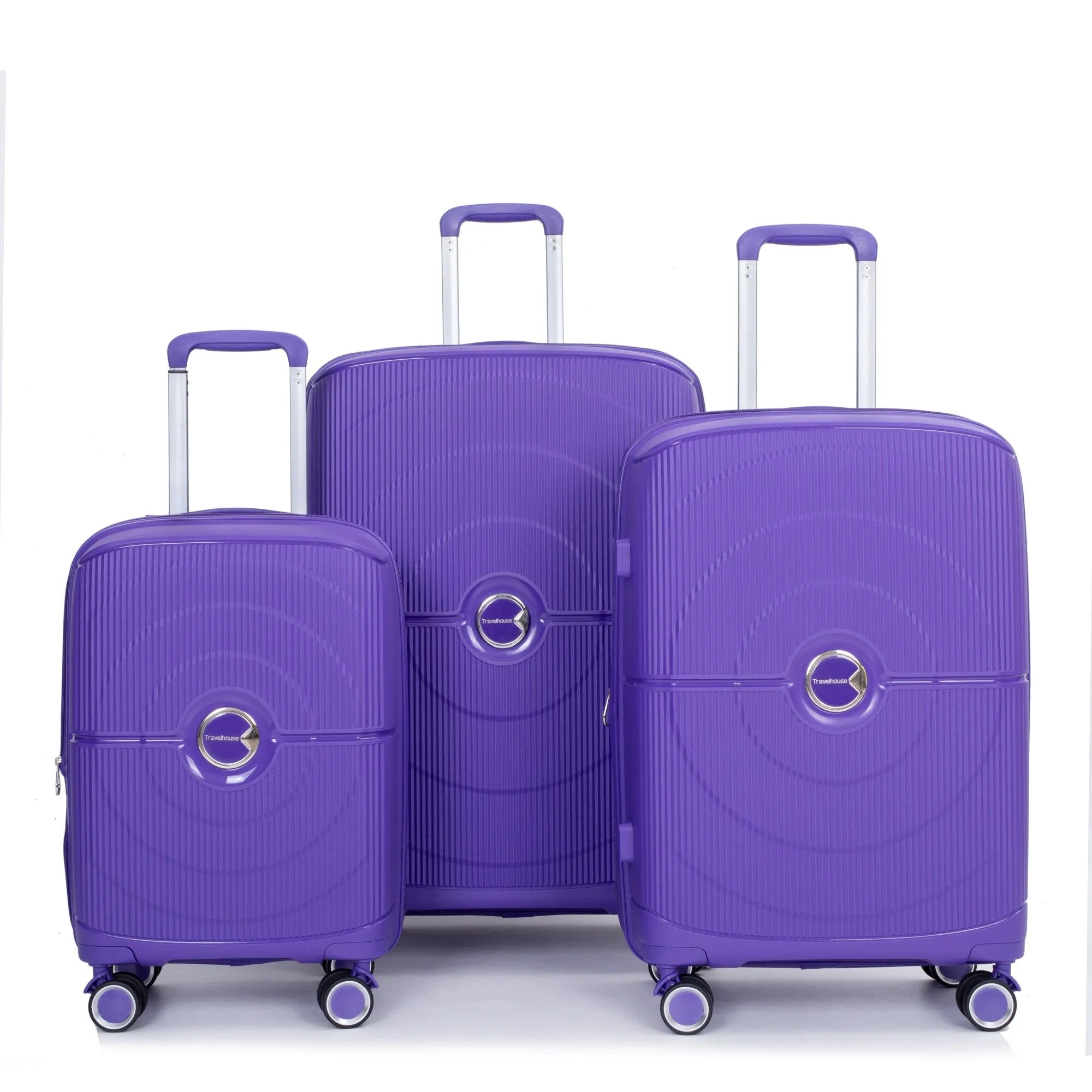 PP Expandable Luggage Sets with TSA Lock and Spinner Wheels, 3-Piece Set Hardshell Suitcase with Zippered Pocket