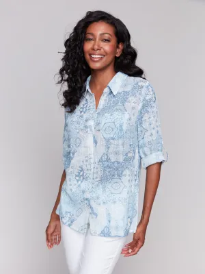 Printed Cotton Gauze Shirt - Celestial