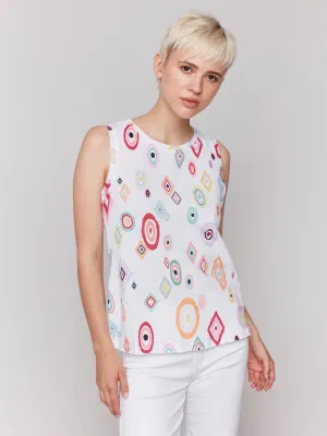 Printed Organic Cotton Sleeveless Top - Diamonds