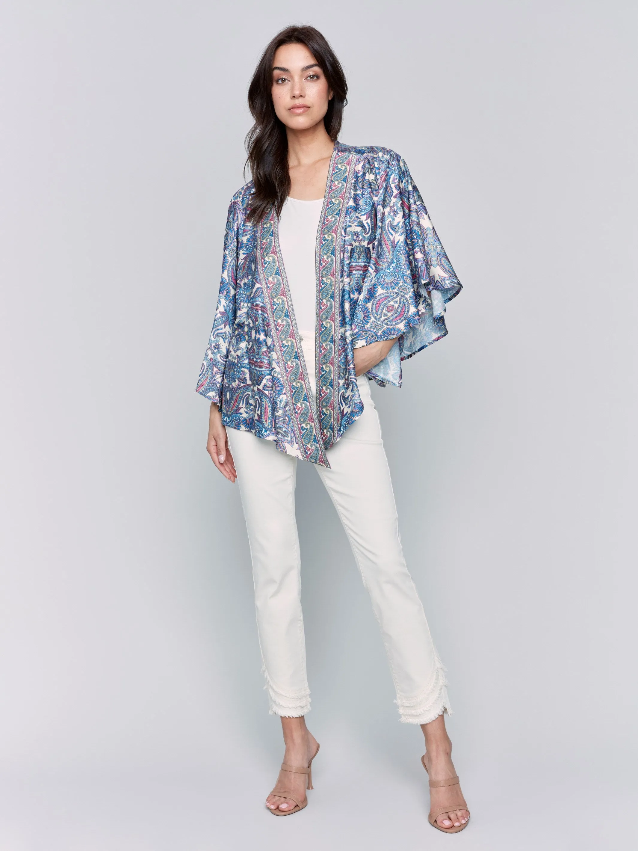 Printed Satin Kimono - Cashmere