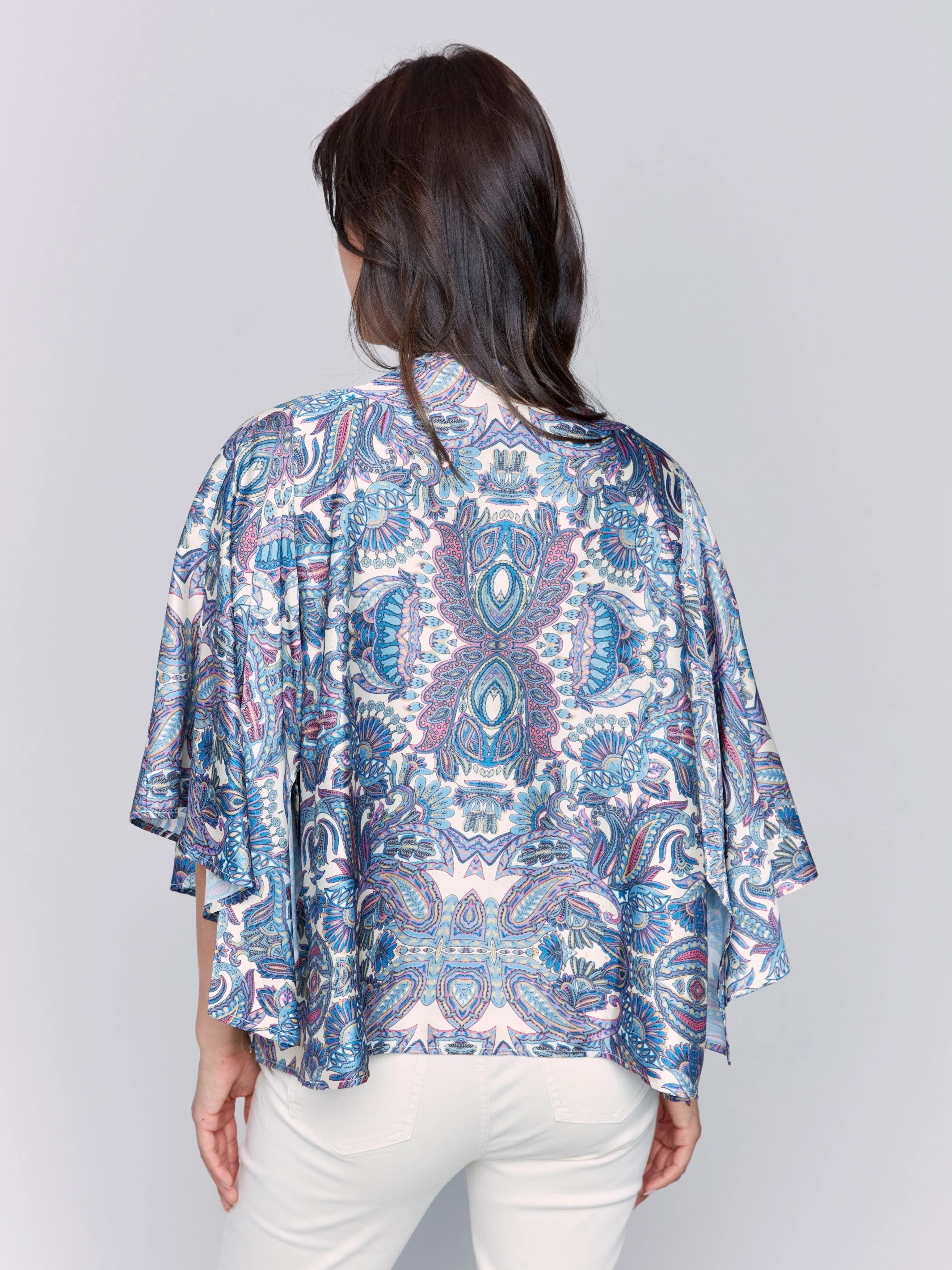 Printed Satin Kimono - Cashmere