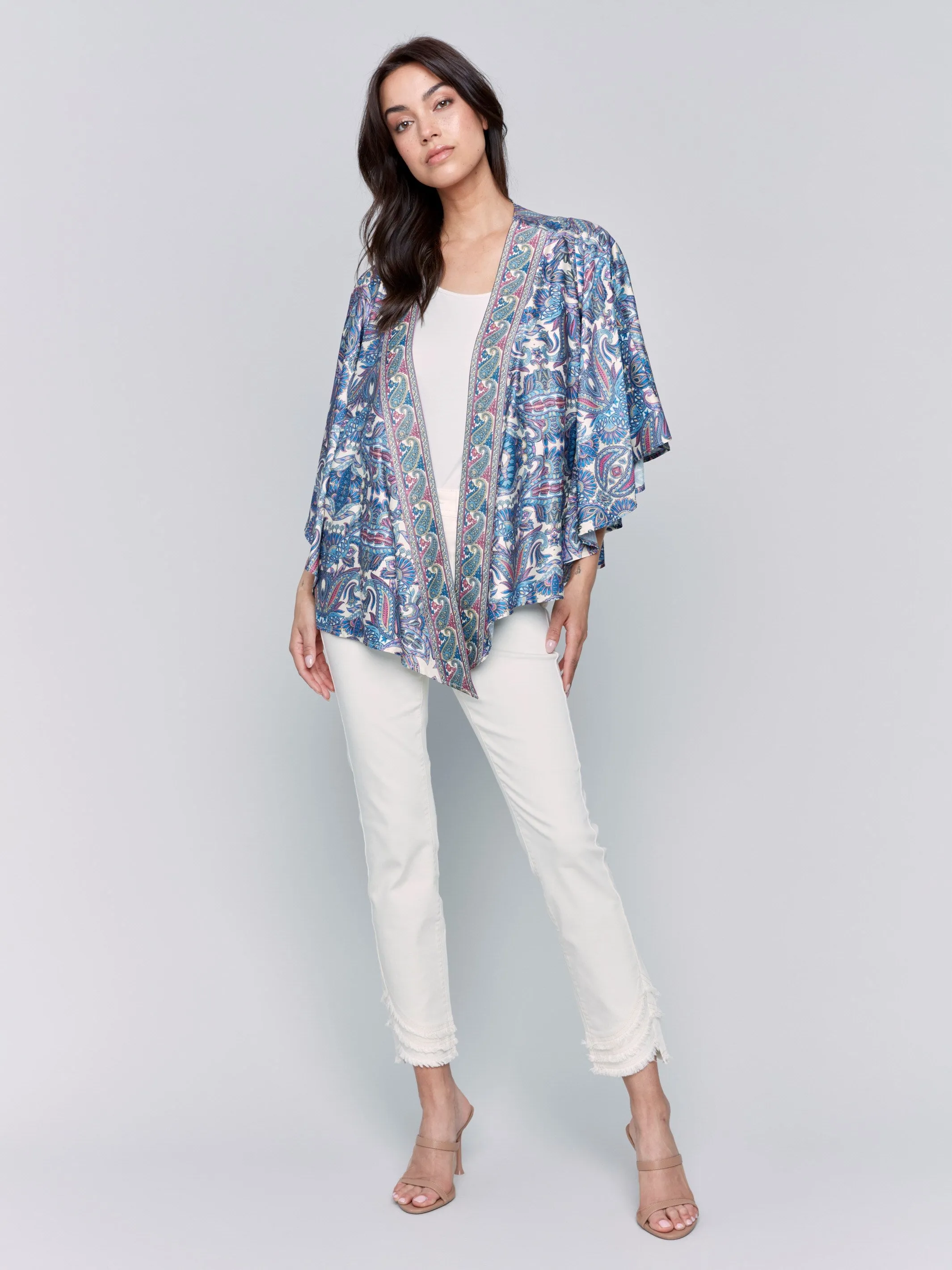 Printed Satin Kimono - Cashmere