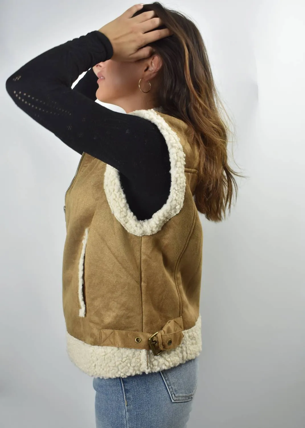 "it Girl" Shearling Vest In Beige