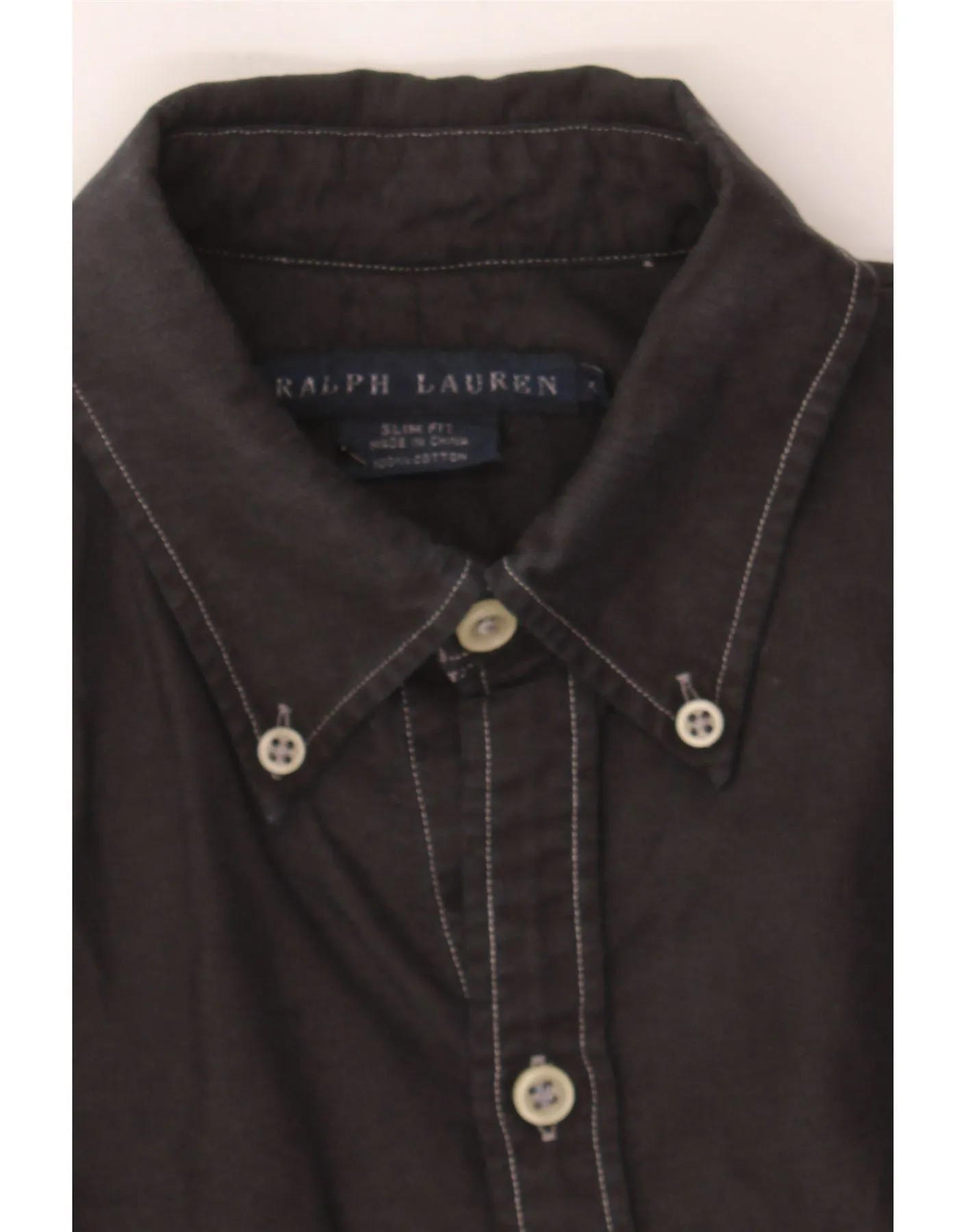 RALPH LAUREN Womens Slim Fit Shirt US 4 Small Black Cotton