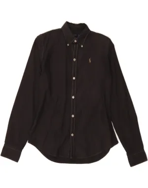 RALPH LAUREN Womens Slim Fit Shirt US 4 Small Black Cotton
