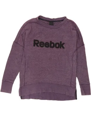 REEBOK Womens Graphic Sweatshirt Jumper UK 14 Medium Purple Cotton