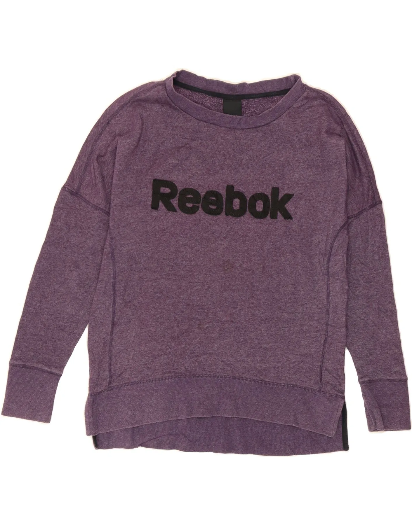 REEBOK Womens Graphic Sweatshirt Jumper UK 14 Medium Purple Cotton