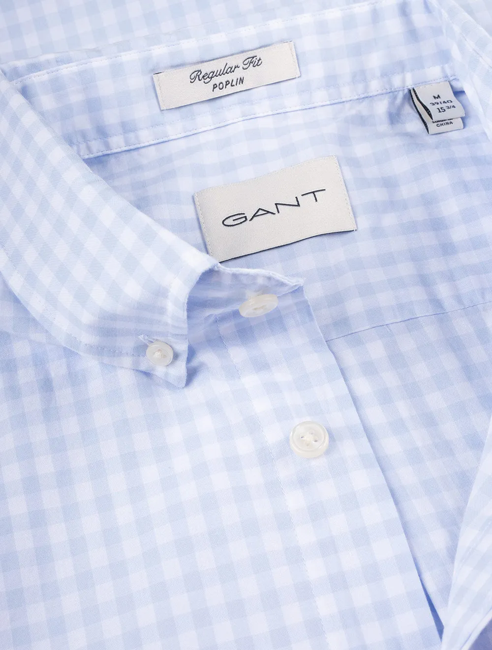 Regular Fit Poplin Gingham Shirt Light Blue