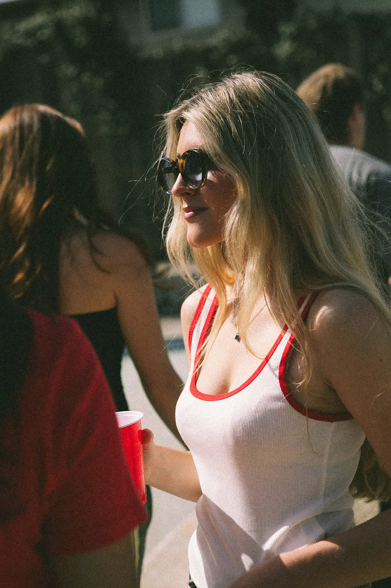 Ringer Organic A-Tank - Off White/Crimson