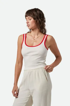 Ringer Organic A-Tank - Off White/Crimson