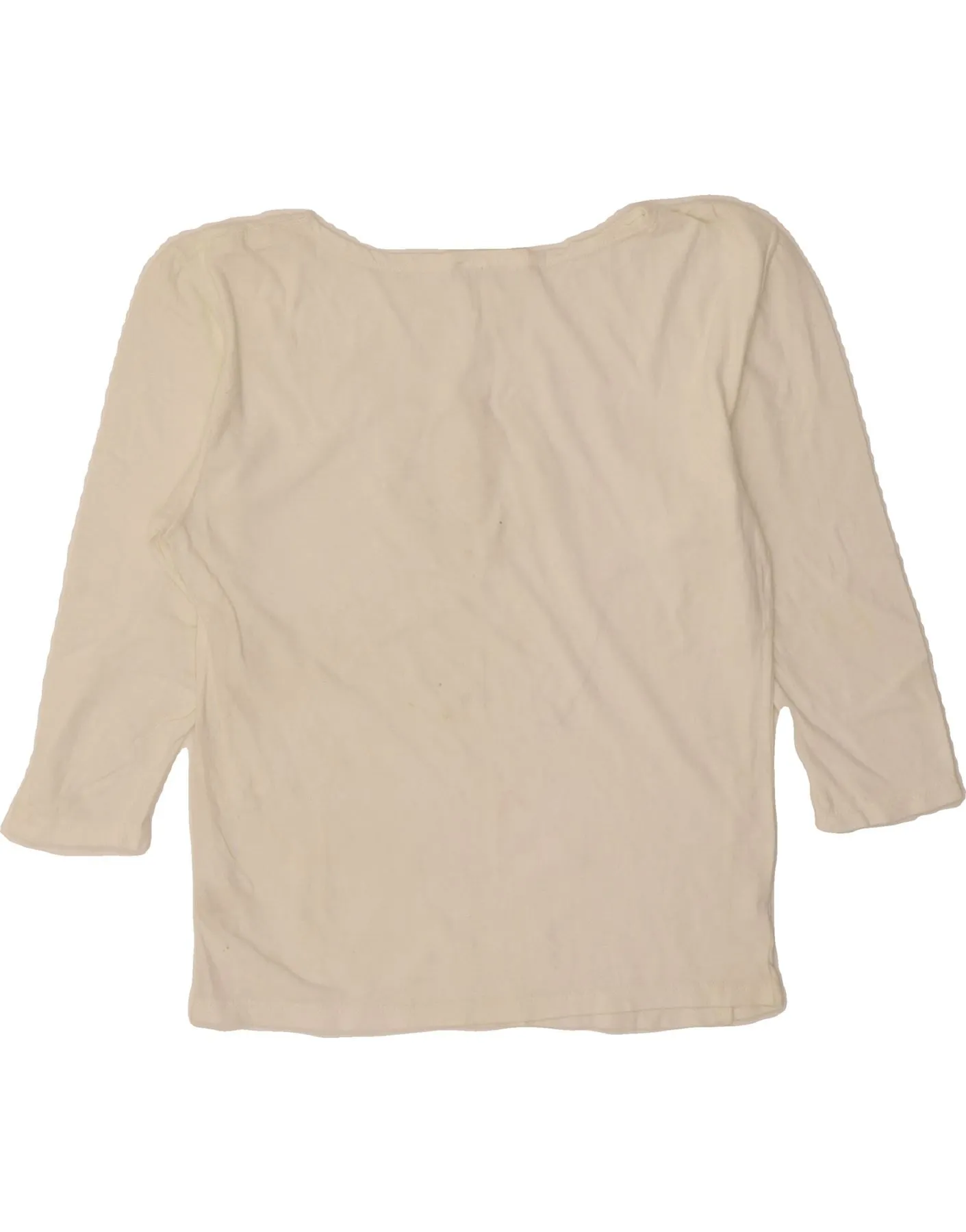 ROCCOBAROCCO Womens Graphic Top 3/4 Sleeve UK 10 Small White Cotton