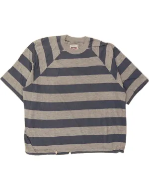 SISLEY Mens Relaxed Elegance T-Shirt Top XL Blue Striped Cotton Classic