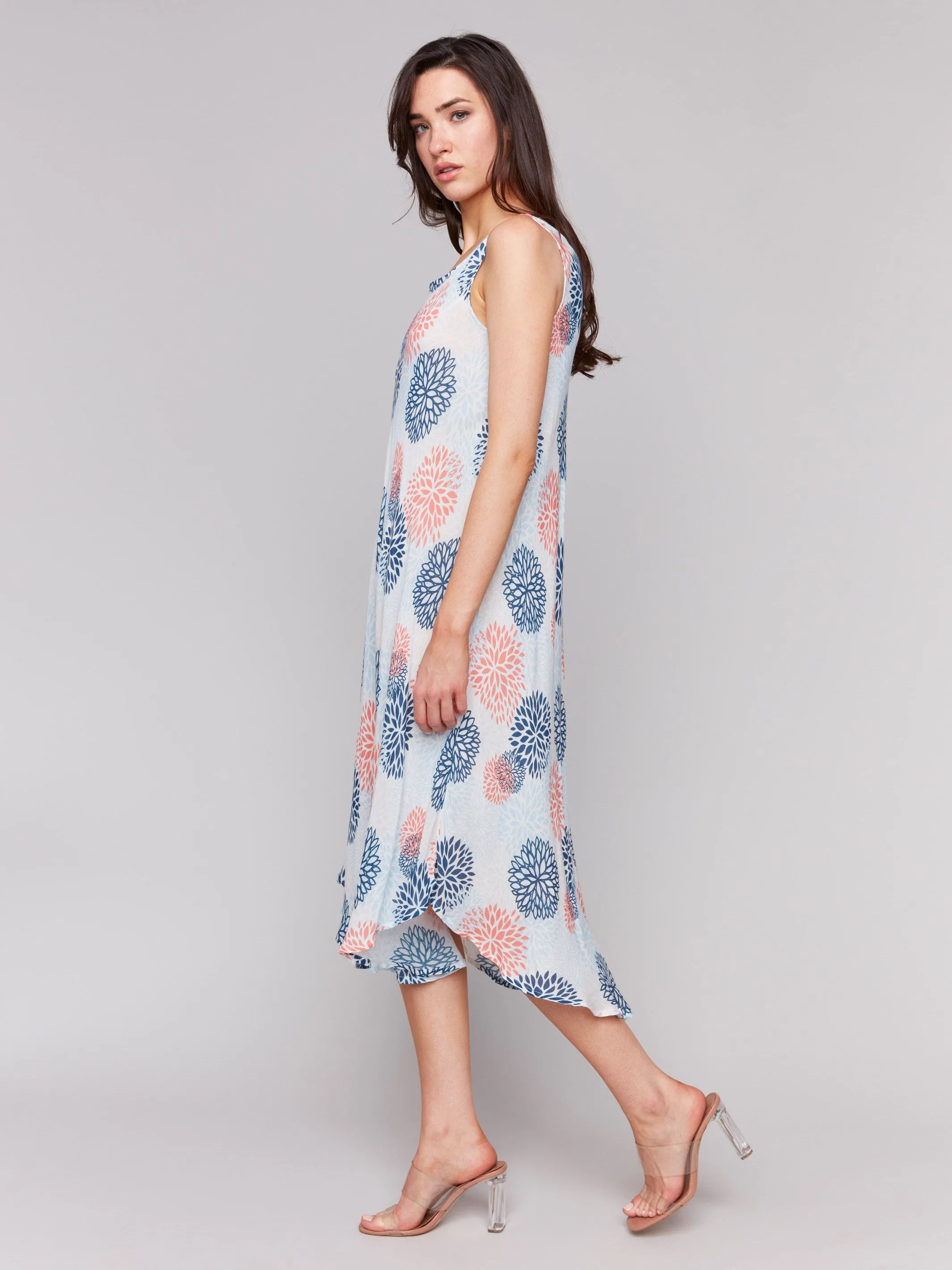 Sleeveless Printed Rayon Dress - Jasmine