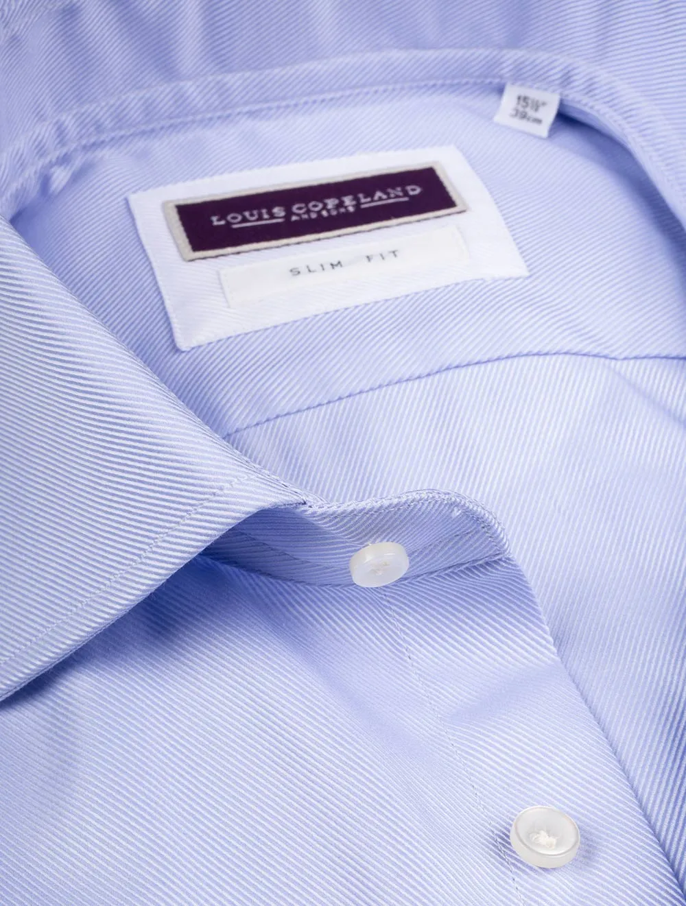 Slim Fit Thomas Mason Twill Single Cuff Shirt Blue