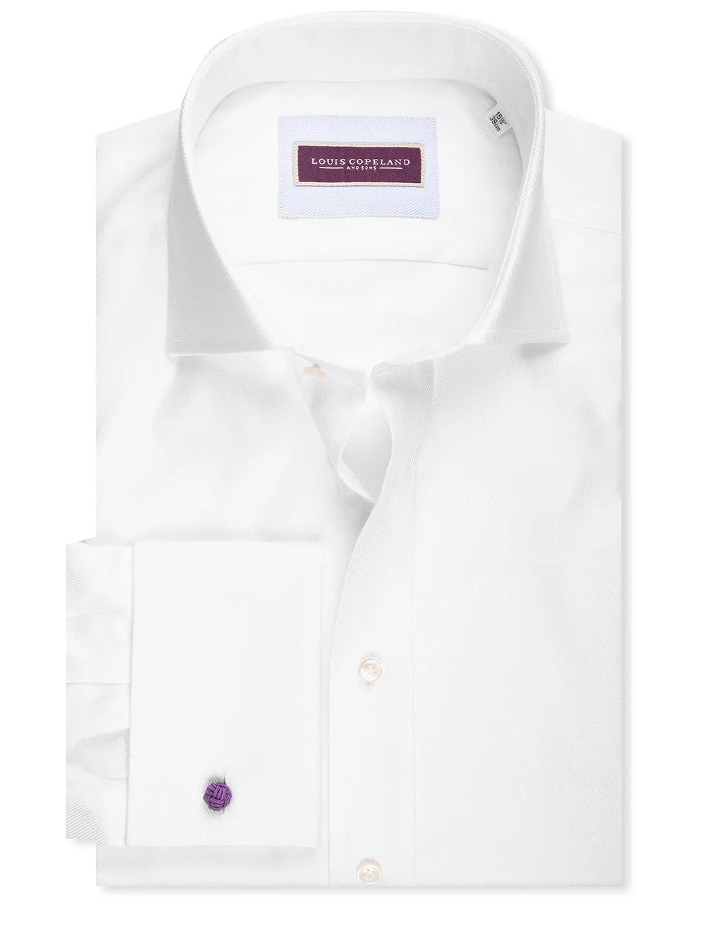 Slim Fit Twill Double Cuff Shirt White